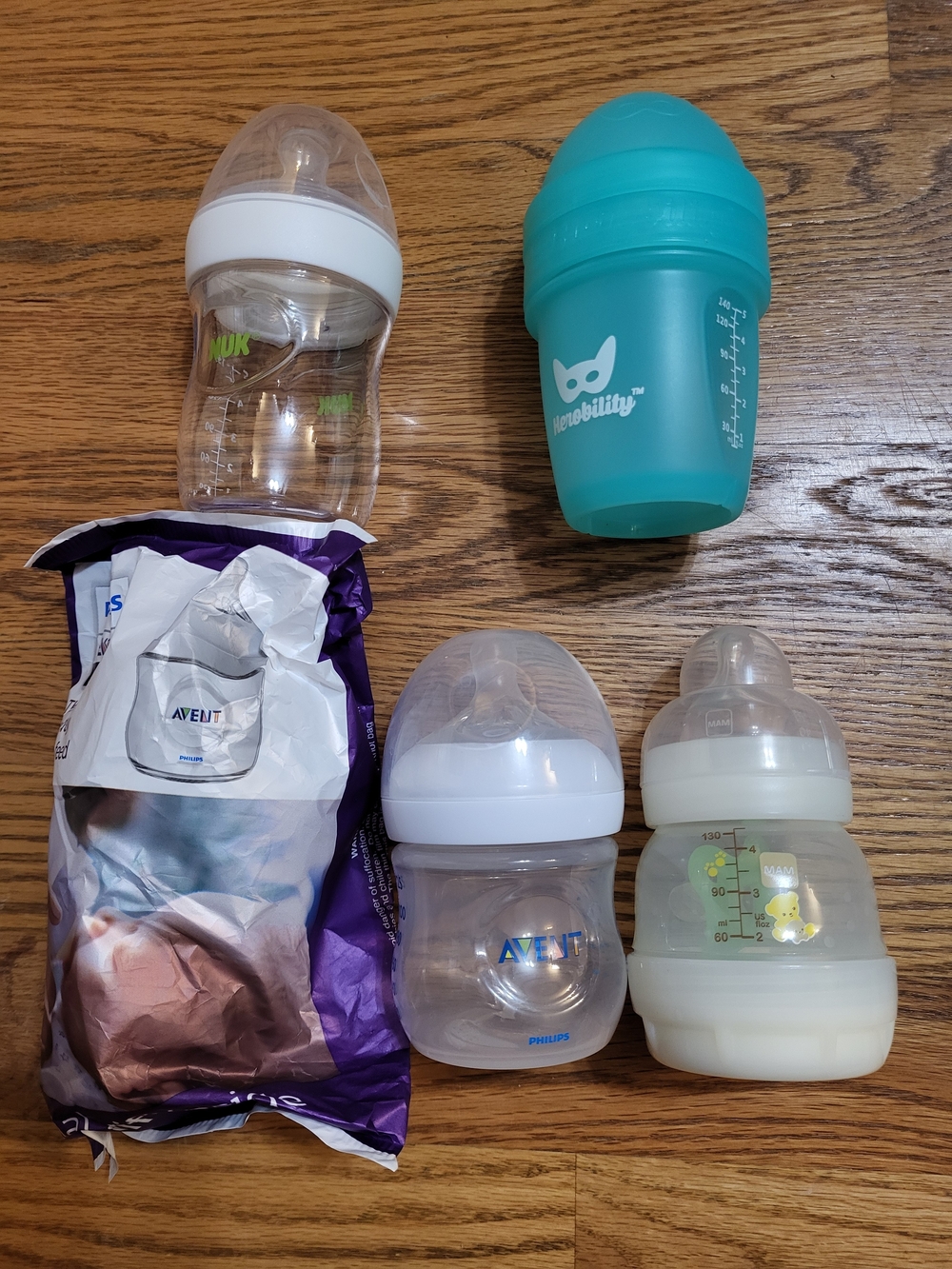 Mixed Baby Bottles Lot - Avent & Nuk + Herobility + Mam
